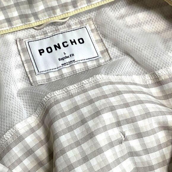 Poncho The Guthrie Long Sleeve Shirt Brown Plaid Size Large L Pearl Snap Outdoor - Picture 5 of 7
